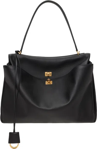 Balenciaga Rodeo Medium Smooth Leather Hand Bags In Black