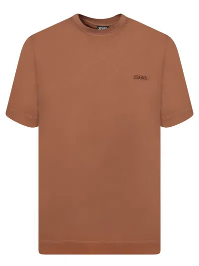 Shop Zegna T-shirts In Brown