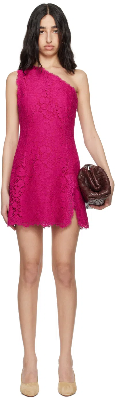 Dolce & Gabbana Mini Dress With Cordonet Lace Slit In F0382 Rosa Shocking