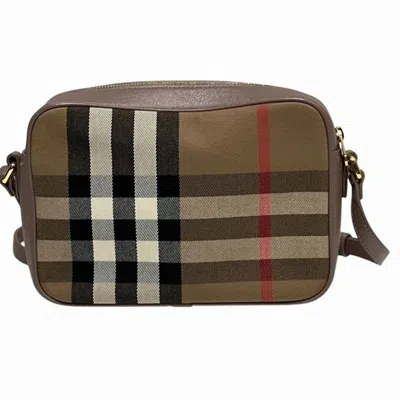 Pre-owned Burberry Beige Multi-color Canvas Leather Shoulder Bag () In Beige, Multi-color