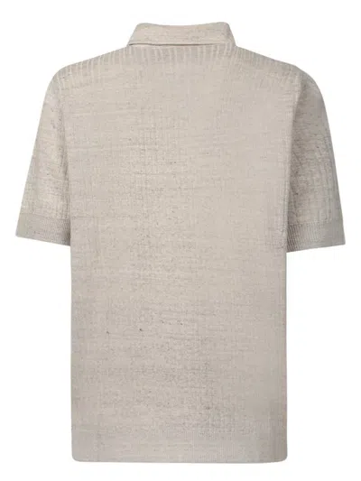 Lardini Textured Beige Polo T-shirt With Buttoned Placket In Beige