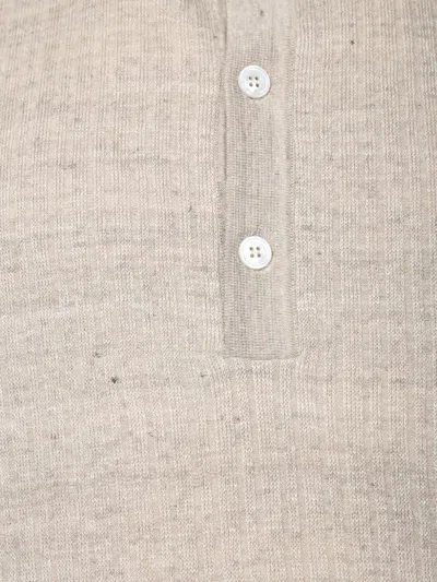 Lardini Textured Beige Polo T-shirt With Buttoned Placket In Beige