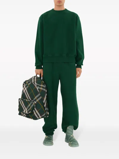 Burberry Check Pattern Shield Backpack With Front Zip In Green