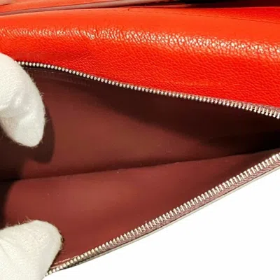 Pre-owned Burberry Red Color Leather Long Wallet (tri-fold) ()