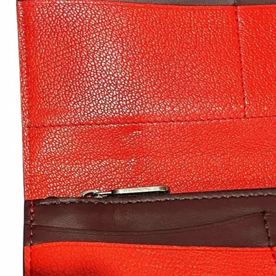 Pre-owned Burberry Red Color Leather Long Wallet (tri-fold) ()