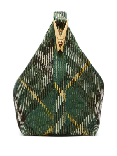 Shop Burberry Women's Medium Check Shoulder Bag In Green