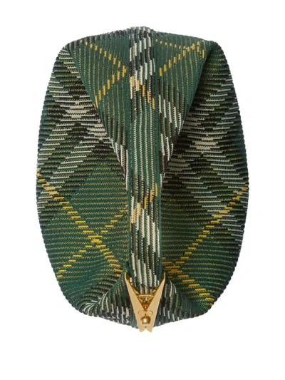 Burberry Embroidered Nylon Mini Peg Handbag In Green