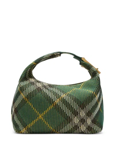 Burberry Embroidered Nylon Mini Peg Handbag In Green