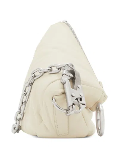 Burberry Knight Small Leather Shoulder Bag In White
