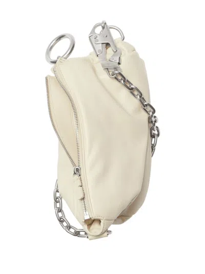 Burberry Knight Small Leather Shoulder Bag In White
