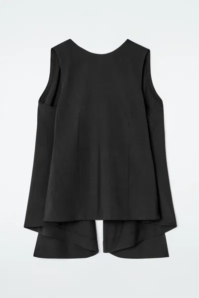 Cos Deconstructed Open-back Wool Top In Black