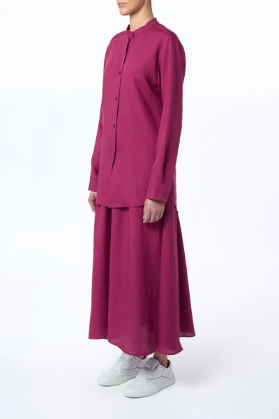 Gabriela Hearst Penelope Midi Skirt In Raspberry Aloe Linen In Raspberry