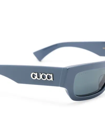 Gucci Rectangle-frame Sunglasses In Blau