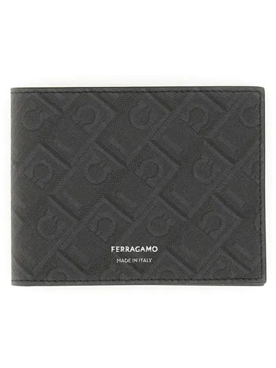 Ferragamo "monogram" Bi-fold Design Wallet In Black