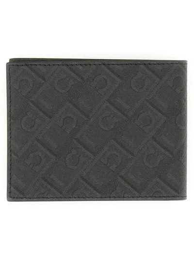 Ferragamo "monogram" Bi-fold Design Wallet In Black