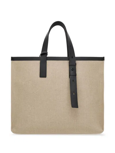 Ferragamo Logo-embossed Leather Tote Bag In Beige