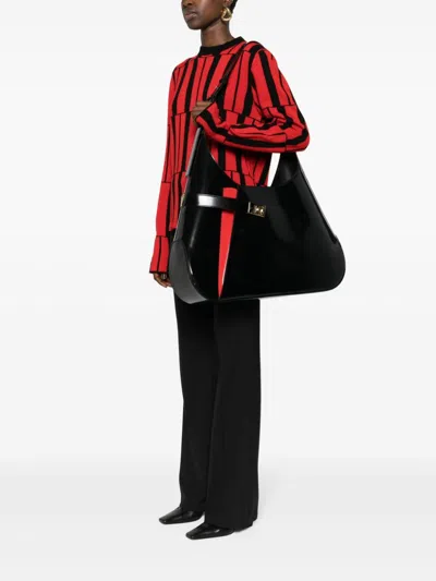Ferragamo Extra Large Hobo Shoulder Bag In Black