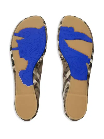 Burberry Women Knit Baby Nylon Blend Ballerinas With Knitted Traditional Check In Burgundy