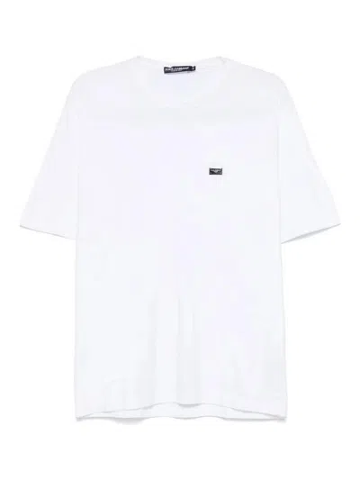 Dolce & Gabbana Piqué Cotton T-shirt In Blanco
