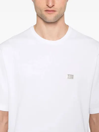 Dolce & Gabbana Piqué Cotton T-shirt In Blanco