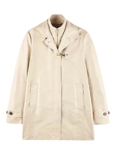 Fay Technical Poplin Nude Morning Coat In Beis Claro