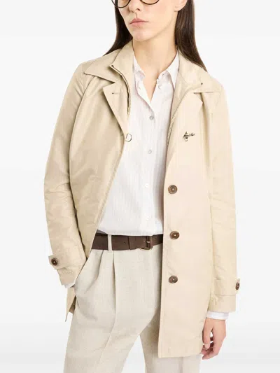 Fay Technical Poplin Nude Morning Coat In Beis Claro
