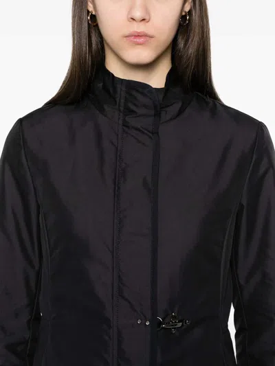 Fay Technical Poplin Virginia Overcoat With Adjustable Drawstring In Azul