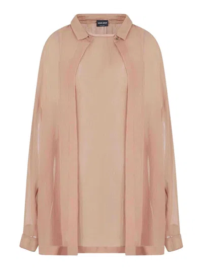 Giorgio Armani Silk Crepe Oversized Shirt In Pink