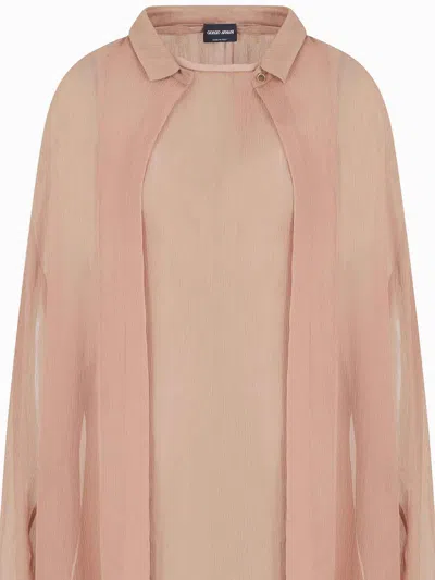 Giorgio Armani Silk Crepe Oversized Shirt In Pink
