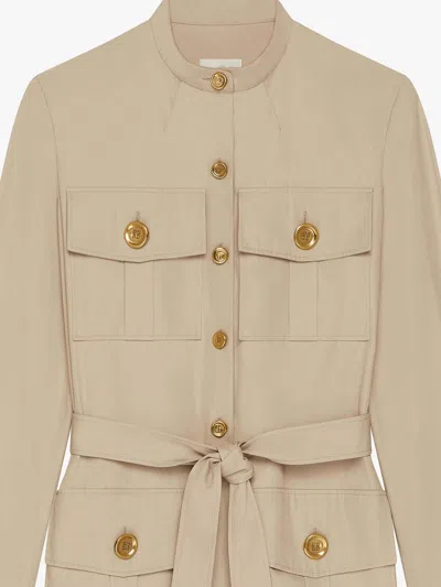 Givenchy Taupe Safari Dress In Poplin In Beige