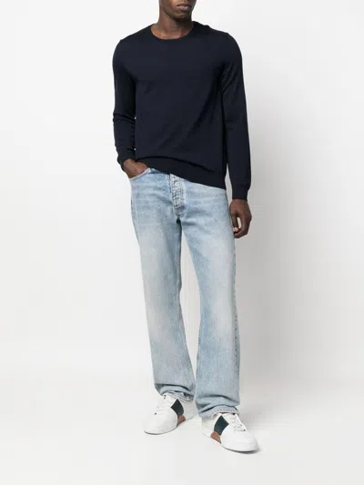 Hugo Boss Crew Neck Pullover Sweater In Blue