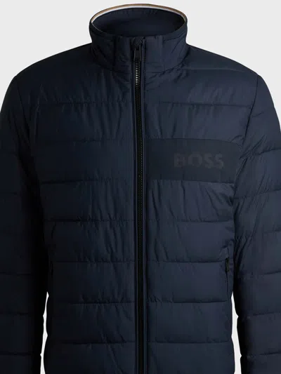 Hugo Boss Regular Fit Blue Cotton Jacket In Azul Oscuro