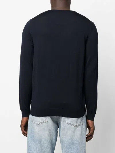 Hugo Boss Crew Neck Pullover Sweater In Blue