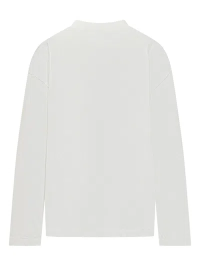 Jil Sander Cropped Long-sleeved Top With Minimalist Design And Logo In Blanco