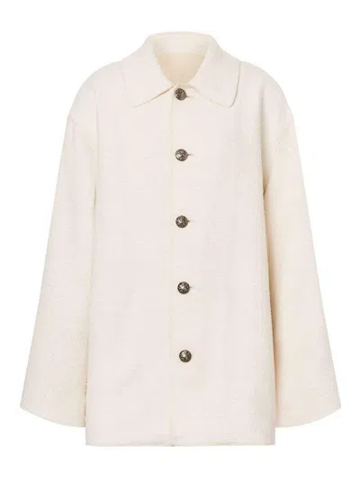 Philosophy Di Lorenzo Serafini Bouclé Cotton Caban Coat In Crema