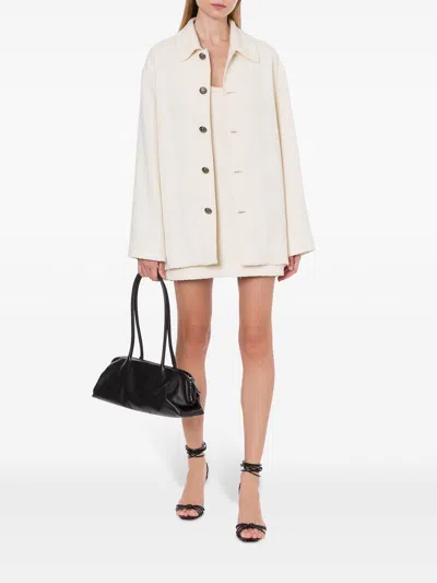 Philosophy Di Lorenzo Serafini Bouclé Cotton Caban Coat In Crema