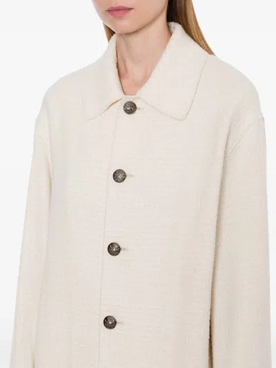 Philosophy Di Lorenzo Serafini Bouclé Cotton Caban Coat In Crema