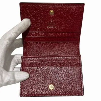 Pre-owned Gucci Beige Red Color Canvas Leather Wallet (bi-fold) () In Beige, Red Color
