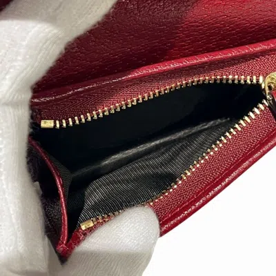 Pre-owned Gucci Beige Red Color Canvas Leather Wallet (bi-fold) () In Beige, Red Color