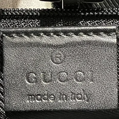 Pre-owned Gucci Black Gray Canvas Leather Shoulder Bag Tote Bag () In Black, Gray