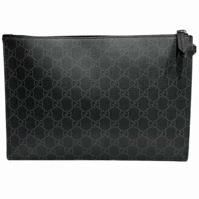 Pre-owned Gucci Black Red Color White Leather Clutch Bag Pouch () In Black, Red Color, White