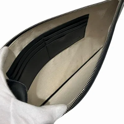 Pre-owned Gucci Black Red Color White Leather Clutch Bag Pouch () In Black, Red Color, White