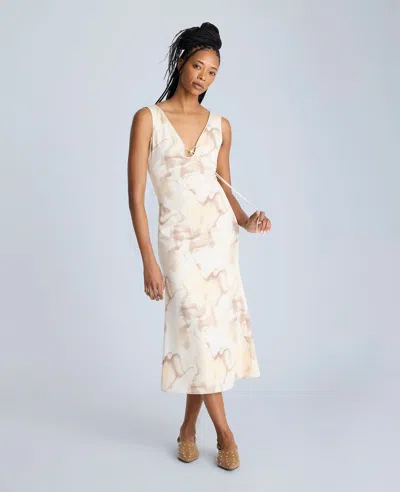 Kenneth Cole Floral Print Sleeveless Maxi Dress In Multicolor