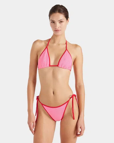 Hunza G Gina Sporty Halter Triangle Bikini In Pink & Purple