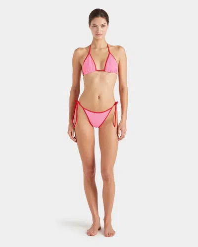 Hunza G Gina Sporty Halter Triangle Bikini In Pink & Purple