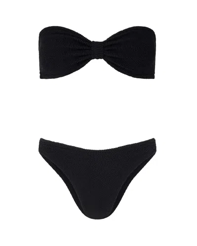 Hunza G Tina Bikini Textured Bandeau Top In Black