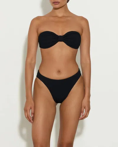 Hunza G Tina Bikini Textured Bandeau Top In Black