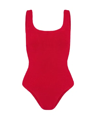 Hunza G Sculpting One-piece Swimsuit For Elegance In Red