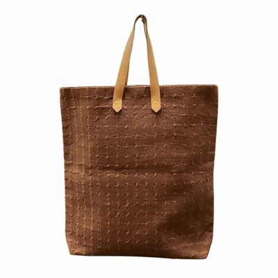 Pre-owned Hermes Brown Canvas Leather Handbag Tote Bag ()