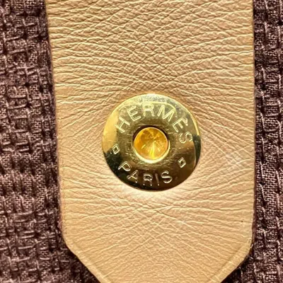 Pre-owned Hermes Brown Canvas Leather Handbag Tote Bag ()